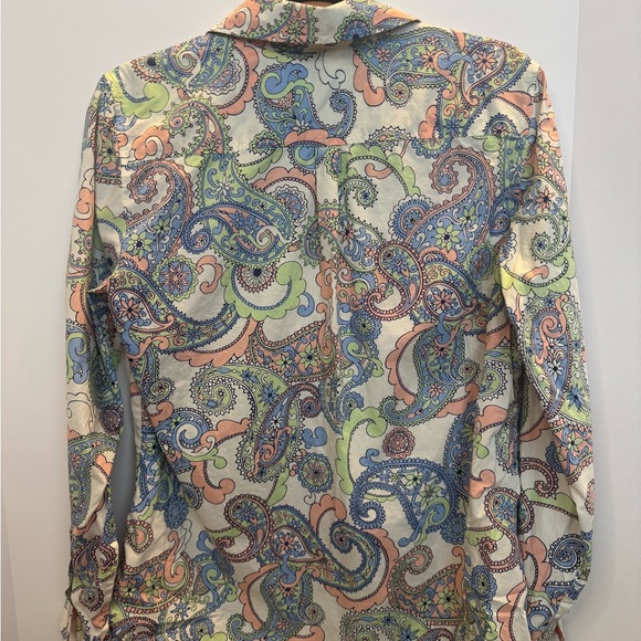 Talbots women’s cotton Multicolor Paisley button front shirt size M - Picture 3 of 6